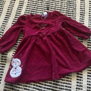 Baby starters Size 24M Burgundy Christmas snowman dress